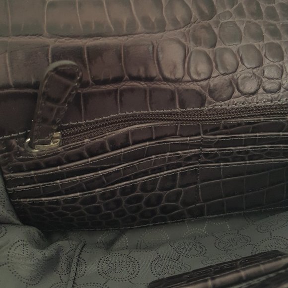 MICHAEL KORS JET SET CHARM LARGE WALLET ON A CHAIN BROWN  Leather Crocodile - Picture 13 of 16